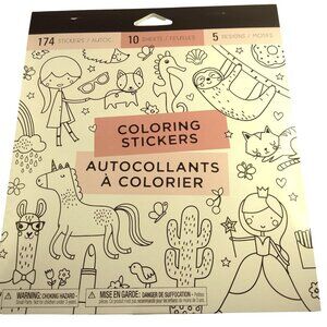 174 Coloring Stickers Party Favor 5 Designs Unicorn Princess Best Friends
